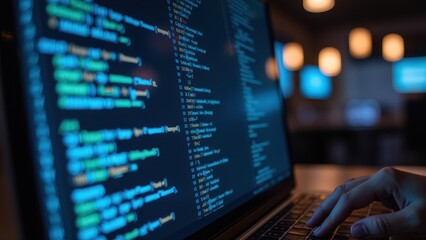 Close-up of Programming Code Displayed on Laptop Screen