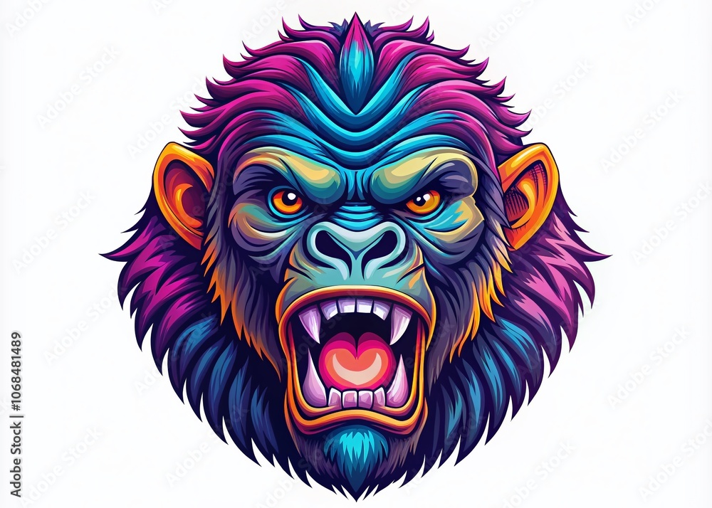 Gorilla Ape Monkey Head Mascot Logo Design Vector Illustration - Urban ...