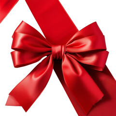 Wall Mural - Elegant red ribbon bow tied neatly for festive gifts and decorations