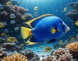 © sarahsophie - Blue Tang Fish Paracanthurus Hepatus Swimming in Coral Reefs Underwater in the Tropical Ocean
