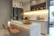 © Agus - Modern Kitchen Island with Bar Stools and a View