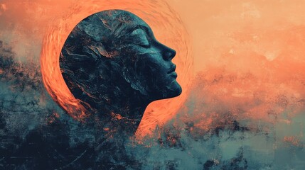 Wall Mural - Surreal Face in Burning Dreams