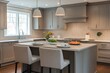 © Agus - Modern Kitchen Island with Gray Cabinets and Pendant Lights