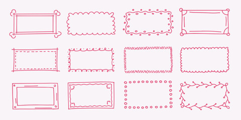 Wall Mural - hand drawn frames and picture border doodles, empty backgrounds for text and images, vector illustra