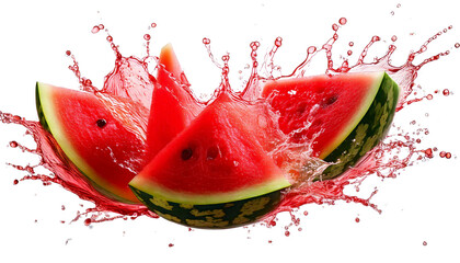 Watermelon Bursting Into Splashes of Juice ontransparent Background