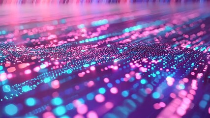 Wall Mural - abstract digital background with vibrant pink and blue lights and bokeh effects.