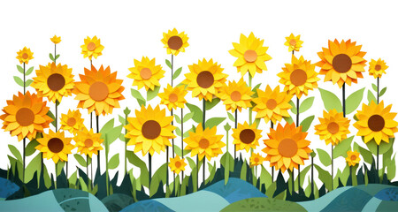 Canvas Print - PNG Sunflower field backgrounds outdoors plant.