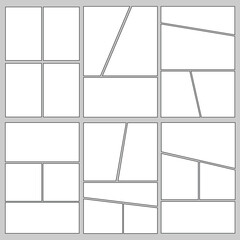 set of comic panel layout template
