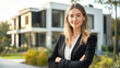 © Kowit - A woman in a black suit stands in front of a large house