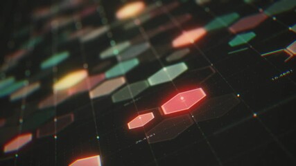 Wall Mural - hud 3d data technology background/ animation of an abstract technology background with glowing hud e