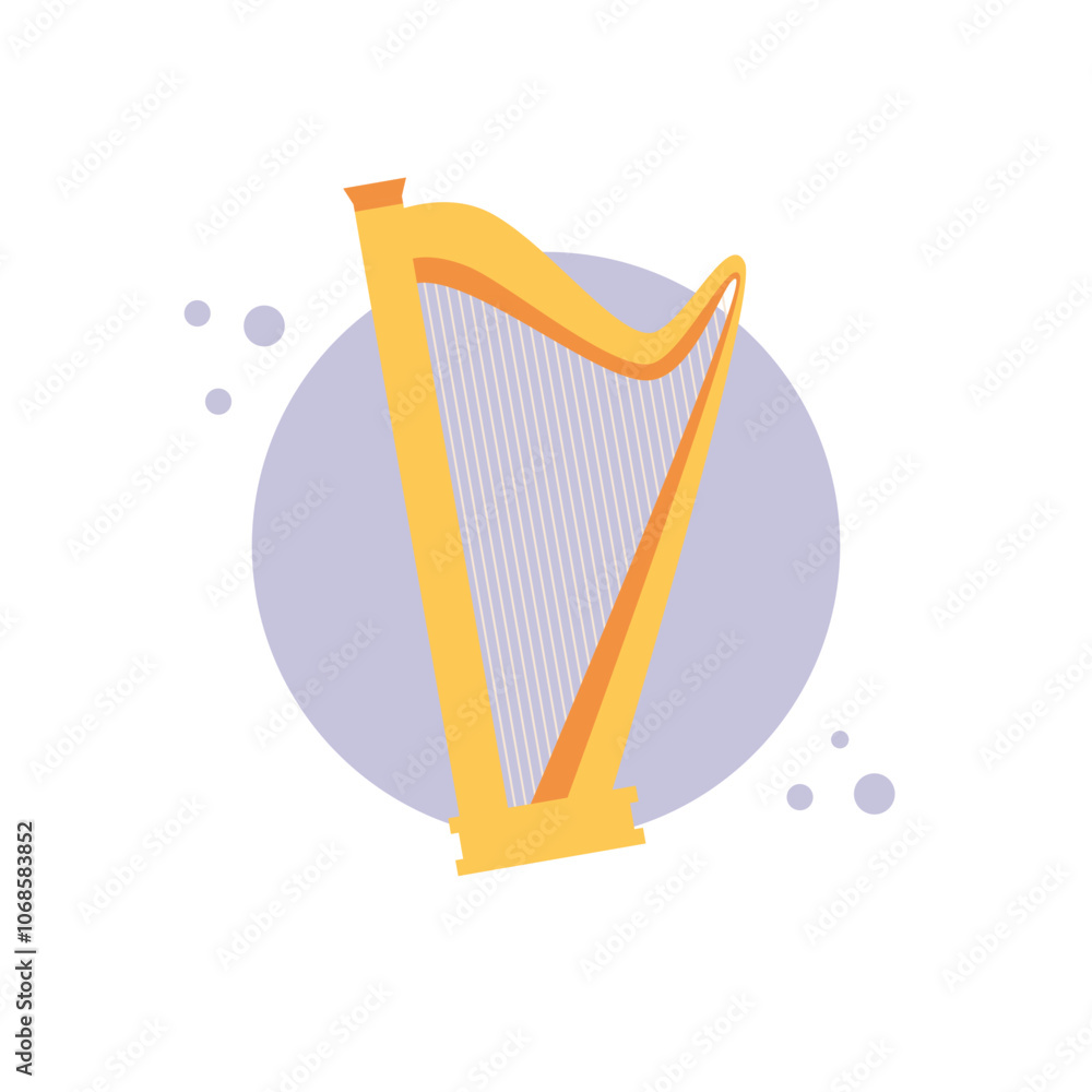 Harp Instrument Vector Harp musical instrument on isolated white background. Harp icon. Vector ...