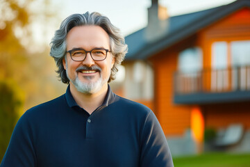 mature man with glasses in a natural setting