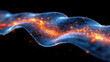 © พรมณี สุขอารมย์ - glowing digital wave with vibrant orange and blue lights represents machine learning algorithm visualized in dynamic, futuristic style