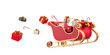 © ImageFlow - Red sleigh filled with gifts and candy canes on a white background, symbolizing Christmas joy and celebration. 3D Rendering