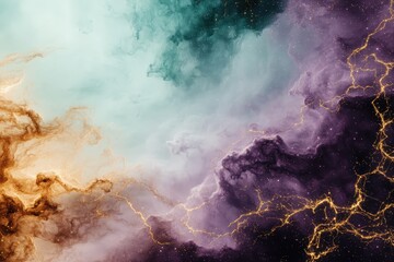 Wall Mural - surreal sky with shooting stars and colorful clouds