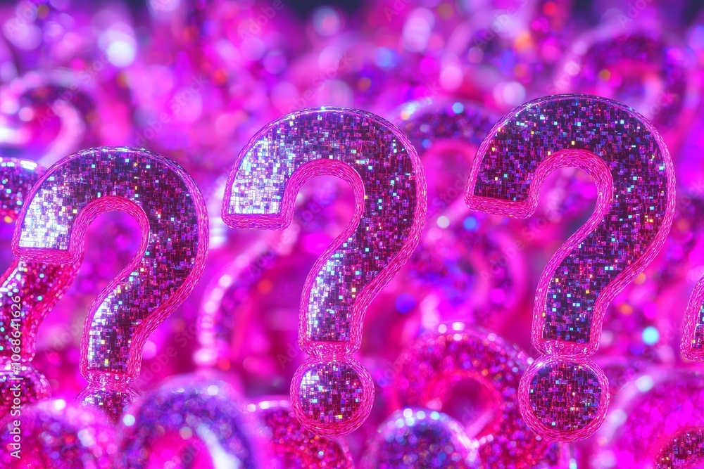 National Trivia Day many glowing 3d question marks on a purple ...