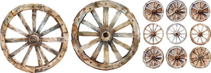 Canvas Print - wooden wheel watercolor clipart