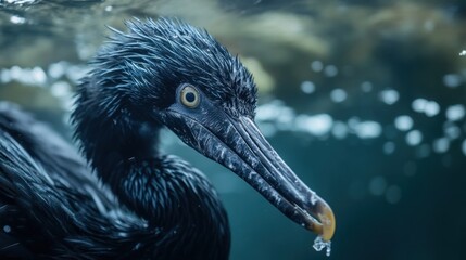 Wall Mural - Close-up Portrait of a Wet Cormorant