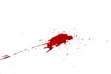 Blood splatters on white background. Red blots of watercolor Realistic bloody splatters for Halloween Drop of blood