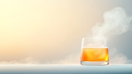 A Carajillo served with a smoky presentation, as light smoke wafts around the glass, enhancing the warmth and depth of the drink