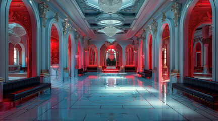 Aufkleber - Royal style interiors, disco, club, red.