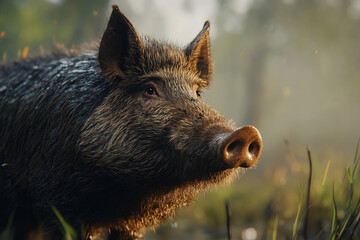 Pig is standing in a field