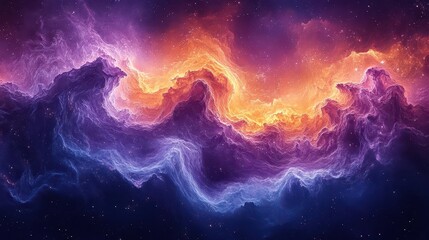 Wall Mural - starry cosmic landscape with vibrant galaxies swirling in shades of purple, blue, and gold, creating