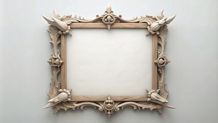 Wall Mural - Ornate Wooden Frame with Intricate Carvings