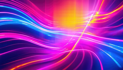 Wall Mural - vibrant neon light trails creating dynamic abstract background in modern colors.