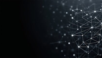 Wall Mural - abstract network background with glowing connections and nodes on dark gradient.