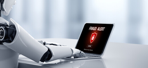 Cyber security software show alert of cyber attack for protection snugly. Danger from virus, phishing and cyber fraud. 3D illustration