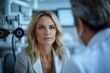 © Road Red Runner - A woman consults with an eye specialist about laser eye surgery options in a modern clinic setting during a routine appointment