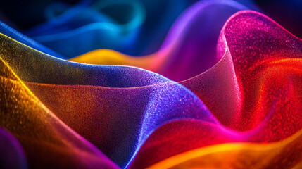 Canvas Print - Vibrant waves of colored fabric create a mesmerizing texture in bright light setting