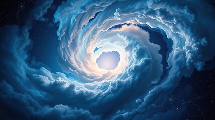 Wall Mural - swirling vortex of iridescent gas clouds amidst a starry night sky, with a gentle glow emanating fro