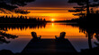 © Eric - Adirondack Calm - A wood pier over a calm lake with Adirondack chair silhouettes