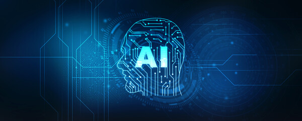 2d illustration Artificial Intelligence (AI) concept
