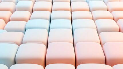 Abstract pattern of smooth, pastel-colored cubes in a grid layout with gradient shading and soft lighting effects