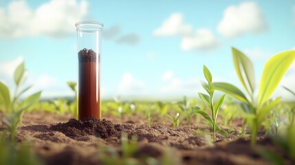 Soil being extracted around a test tube in a paddock capturing a soil sample for scientific analysis of soil health and biology