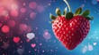 © Valeriya - Cute Valentine's Day Background with Strawberry Heart: Sweet Romantic Decor