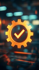 Leinwandbilder - glowing gear with check mark, futuristic digital interface concept