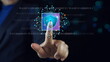 © Bird Photographer TH - Businessman touching virtual master key with binary number code for identity and access password ,technology security system and prevent hacker concept