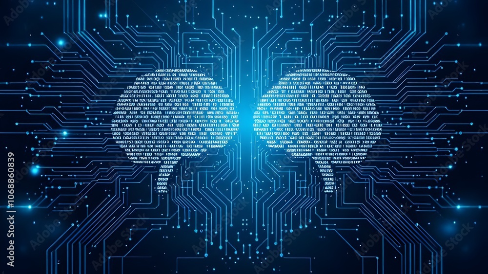 Two blue brains in a circuit background digital brain depict Artificial ...