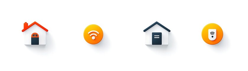 Wall Mural - Unique Colored Icons Illustrating Home Designs