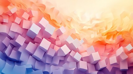Leinwandbilder - Abstract composition featuring 3D cubes against a soft, gradient background.