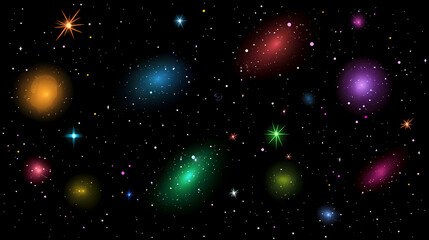 Wall Mural - a vibrant cosmic background with colorful galaxies and constellations. colorful nebula with stars an
