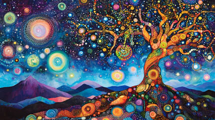 Wall Mural - awaken to the interconnectedness of all things, feel the cosmic web of life weaving its way through 