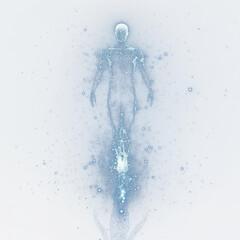 Wall Mural - png holographic human figure futuristic particles light.