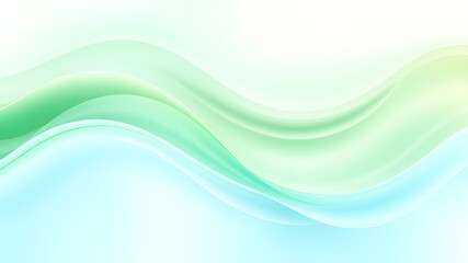 Wall Mural - gradient waves in shades of mint green, light blue, and soft yellow, evoking the feeling of fresh sp