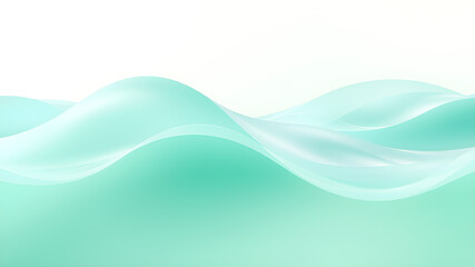 Wall Mural - gradient waves in shades of mint green, light blue, and soft yellow, evoking the feeling of fresh sp