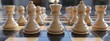 © Usman - Uniform chess pieces aligned on a checkered board, showcasing strategic potential and classic game design elements.